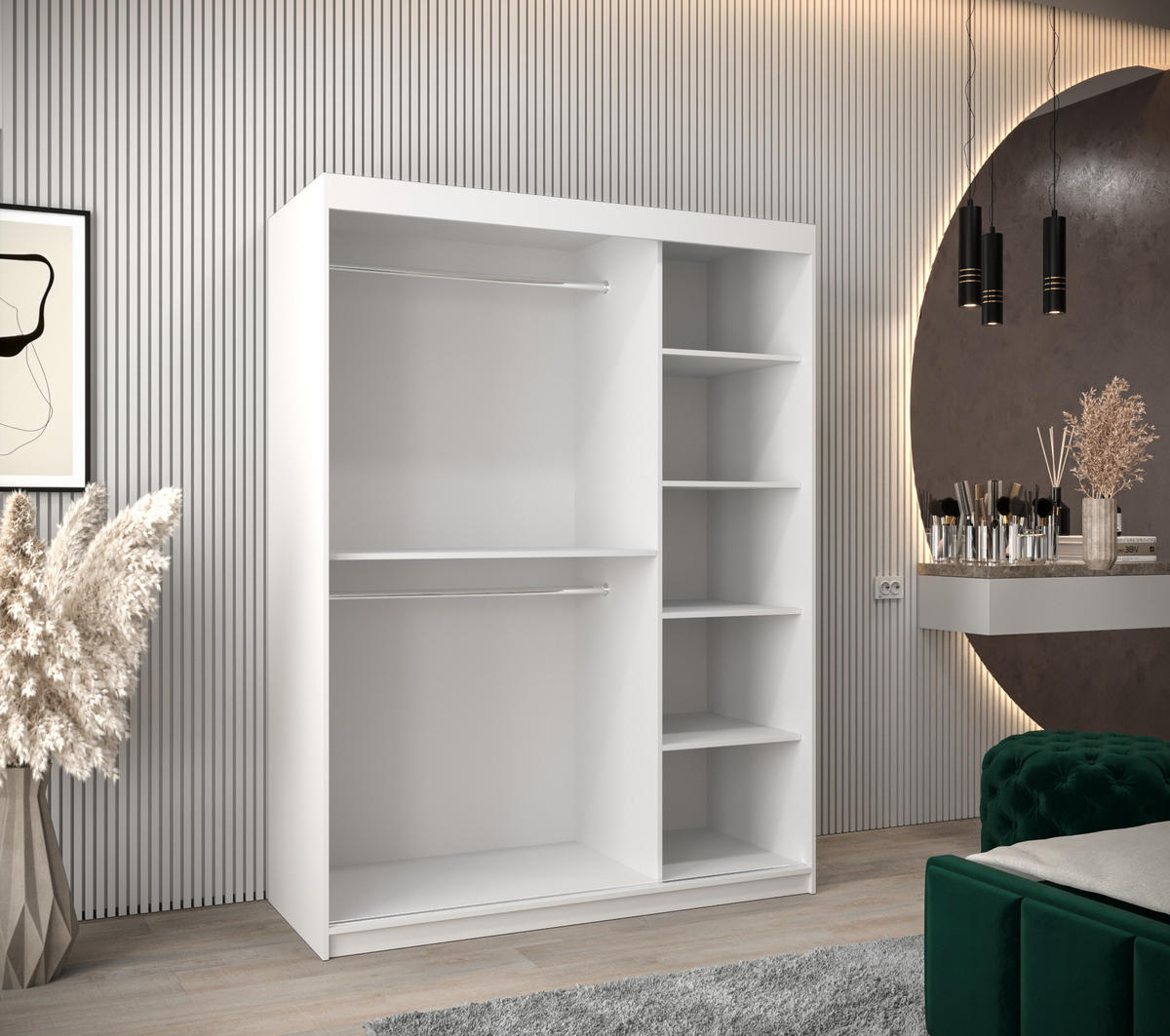 SCHWEBETÜRENSCHRANK 200/150/62 2-türig - Silberfarben/Eiche Artisan, Holz/Kunststoff (150/200/62cm) - Abiks Möbel