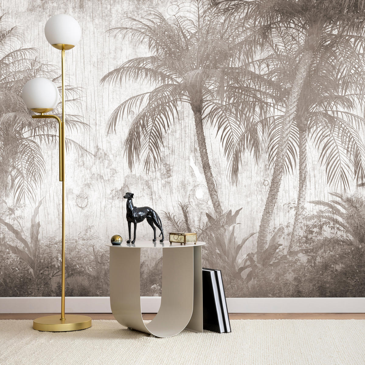 FOTOTAPETA Pre Spálňu Tropické Palmy Rustikálna Béžová 250 x 175 cm - hnedá/béžová, papier (250/175cm) - Muralo