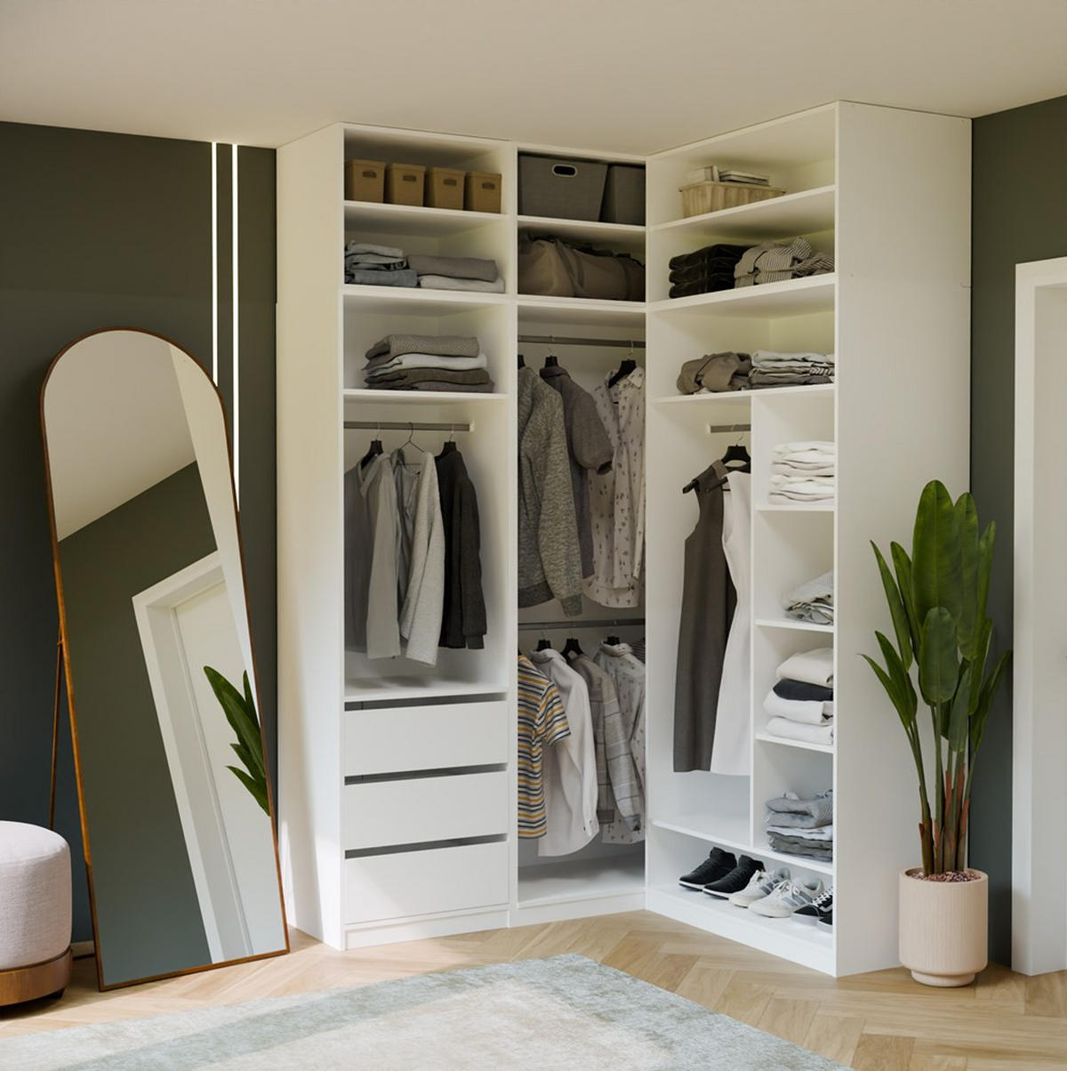 GARDEROBENSCHRANK Weiß 100/200/50 - Weiß, Holzwerkstoff (100/200/50cm) - RAUMHIRSCH FURNITURE