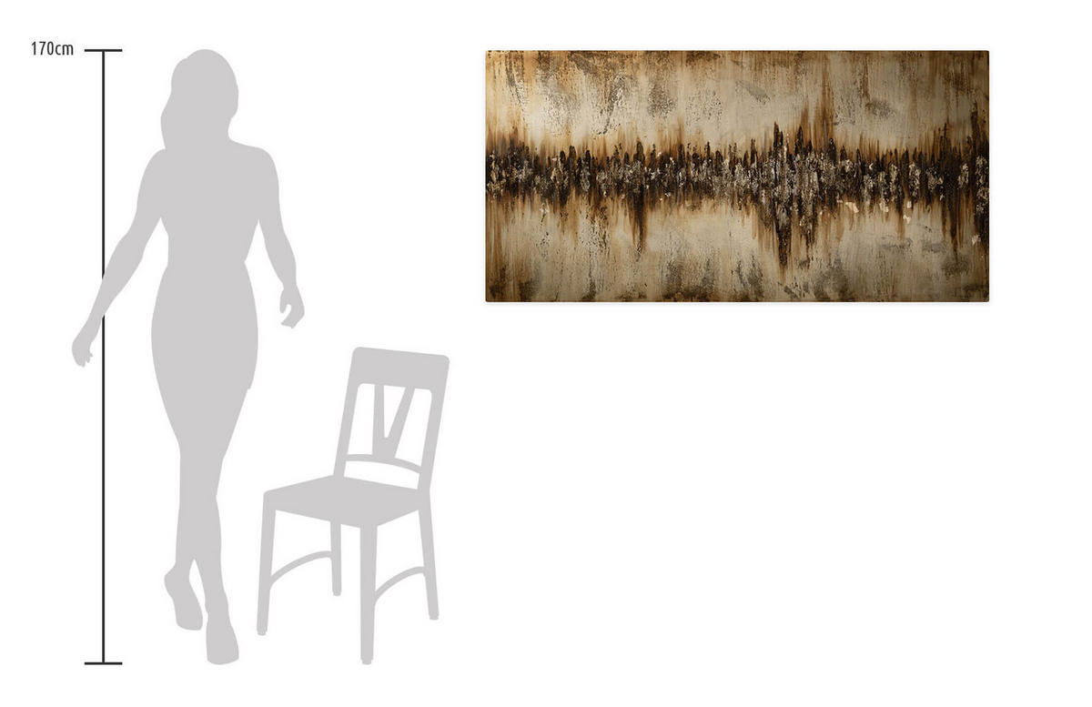 ACRYLBILD HANDGEMALT 140/70 cm - Braun, Holz/Textil (140/70cm) - KUNSTLOFT