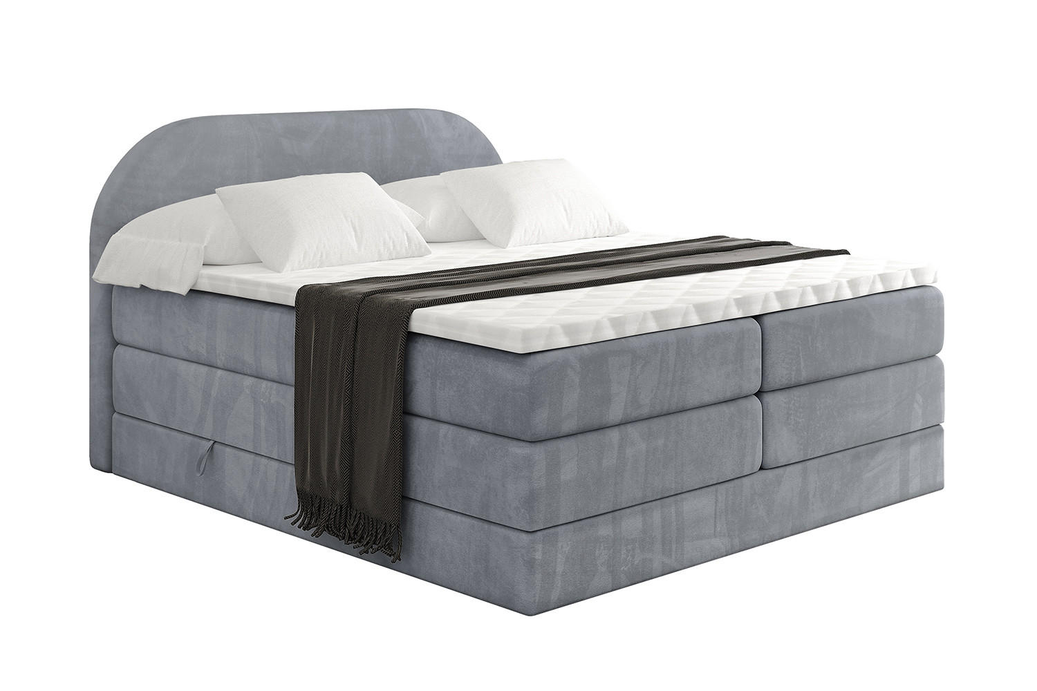 BOXSPRINGBETT mit Matratze und Lattenrost - NOX KING-140x200 - Grau Casablanca - Grau, Holzwerkstoff (140/200cm) - ALTDECOR