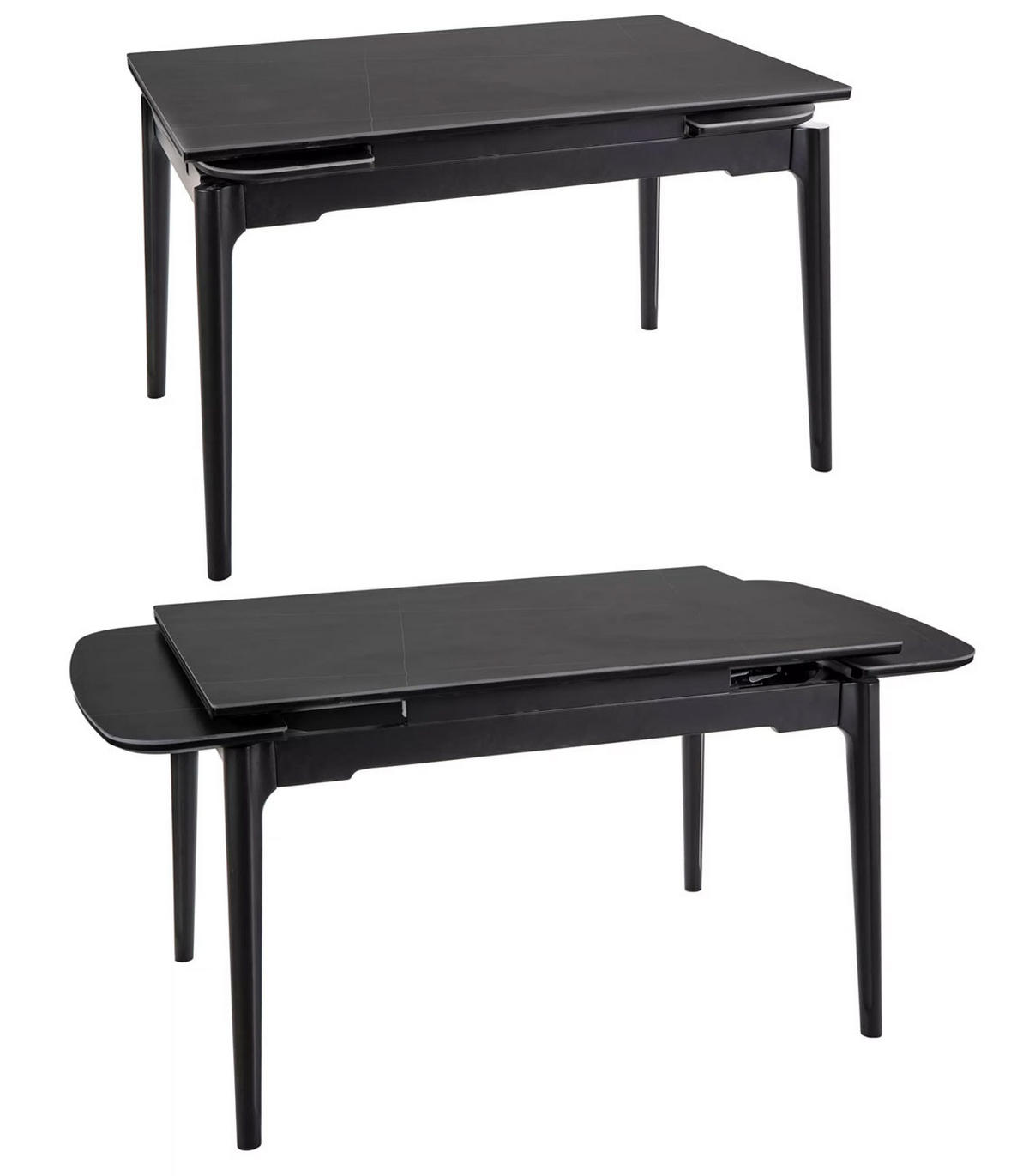 ESSTISCH Sento Schwarz Marmor / Schwarz 120-180 / 80 / 76cm - Schwarz, Holz/Keramik (80/180/76cm) - Feldmann-Wohnen