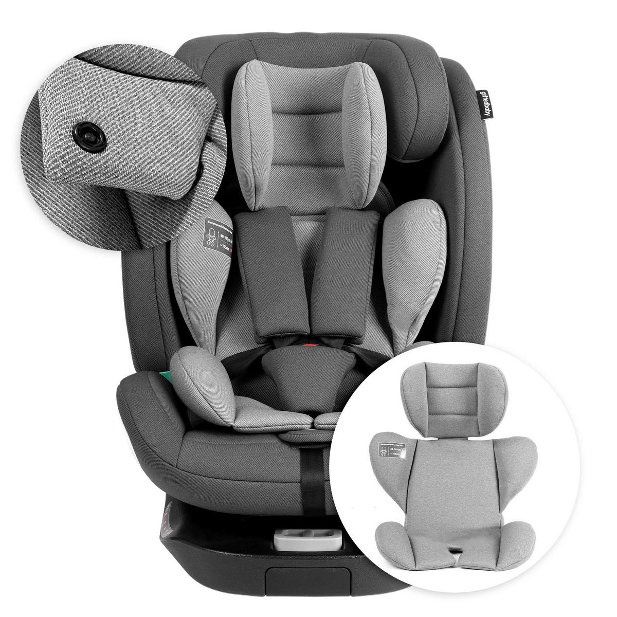 AUTOKINDERSITZ 360° Drehbarer i-Size Kindersitz mit ISOFIX, 40-150 cm - Grau, Textil (46/80/57cm) - BEXEVUE