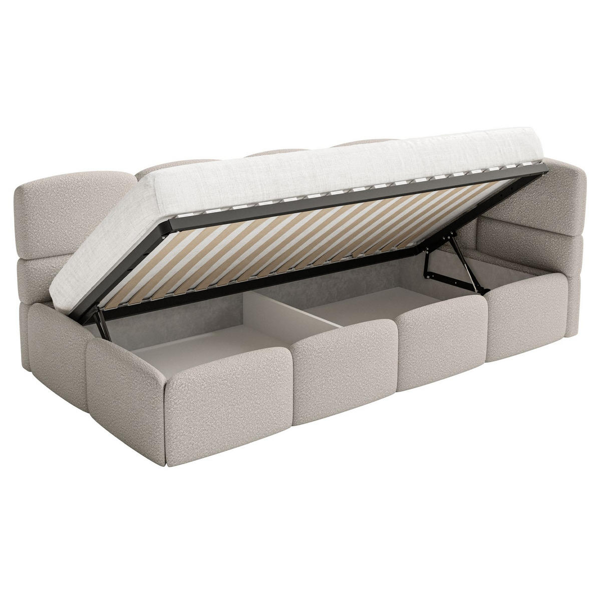 JUGENDBETT Cloudy rechts Bouclé Greige - Taupe, Kunststoff/Textil (90/200cm) - Selsey