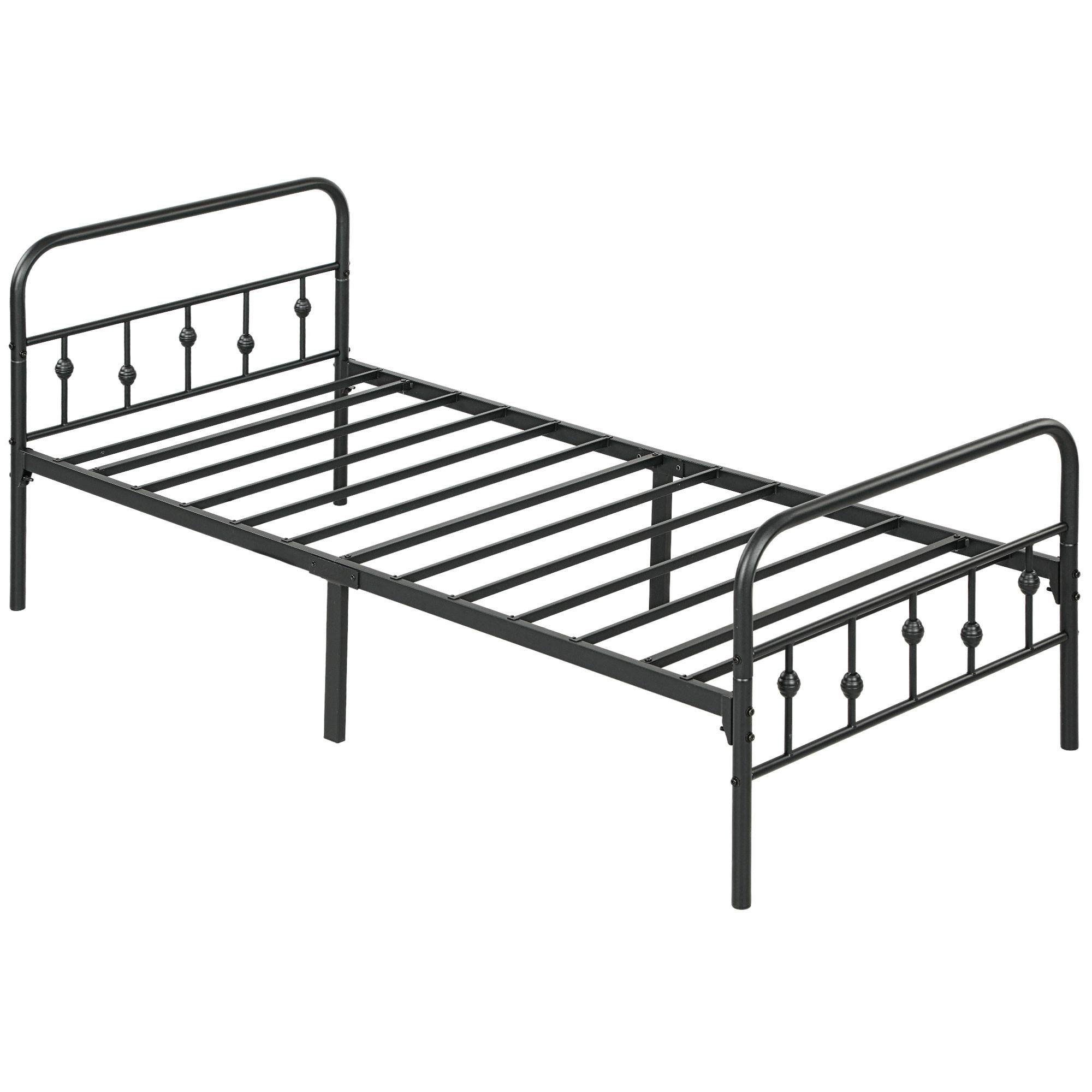 ROŠT pro matraci 200 x 90 cm, kovová postel vysoká 82,5 cm, černá - černá, kov - HOMCOM