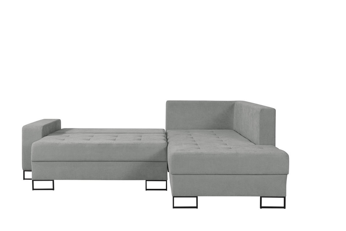 ECKSOFA mit Schlaffunktion Rechts Grau Chenille - 245x200 cm - Trevi - Schwarz/Grau, Holz/Holzwerkstoff (245/200cm) - Ravio