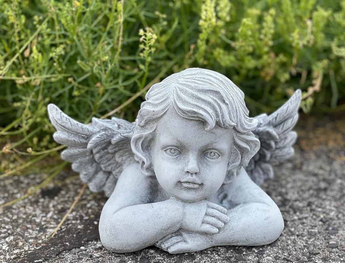 STEINFIGUR Engel Büste groß Steinguss frostfest - Grau, Stein (24/15/15cm) - stoneandstyle