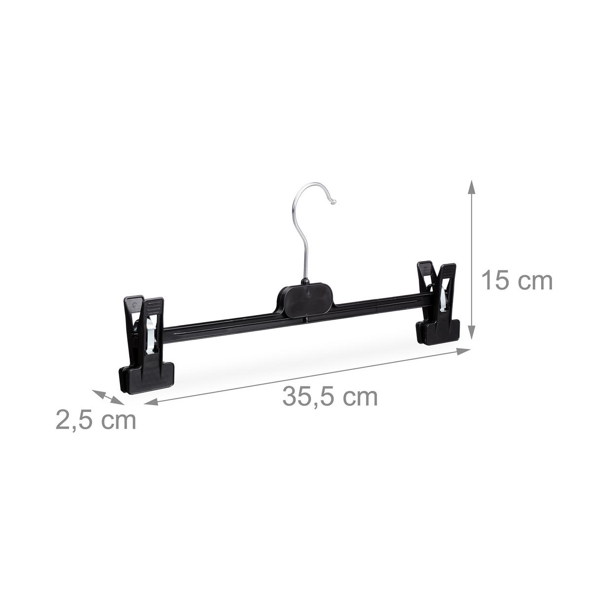 12XHOSENBÜGEL - Schwarz, Kunststoff/Metall (35.5/15/2.5cm) - Relaxdays