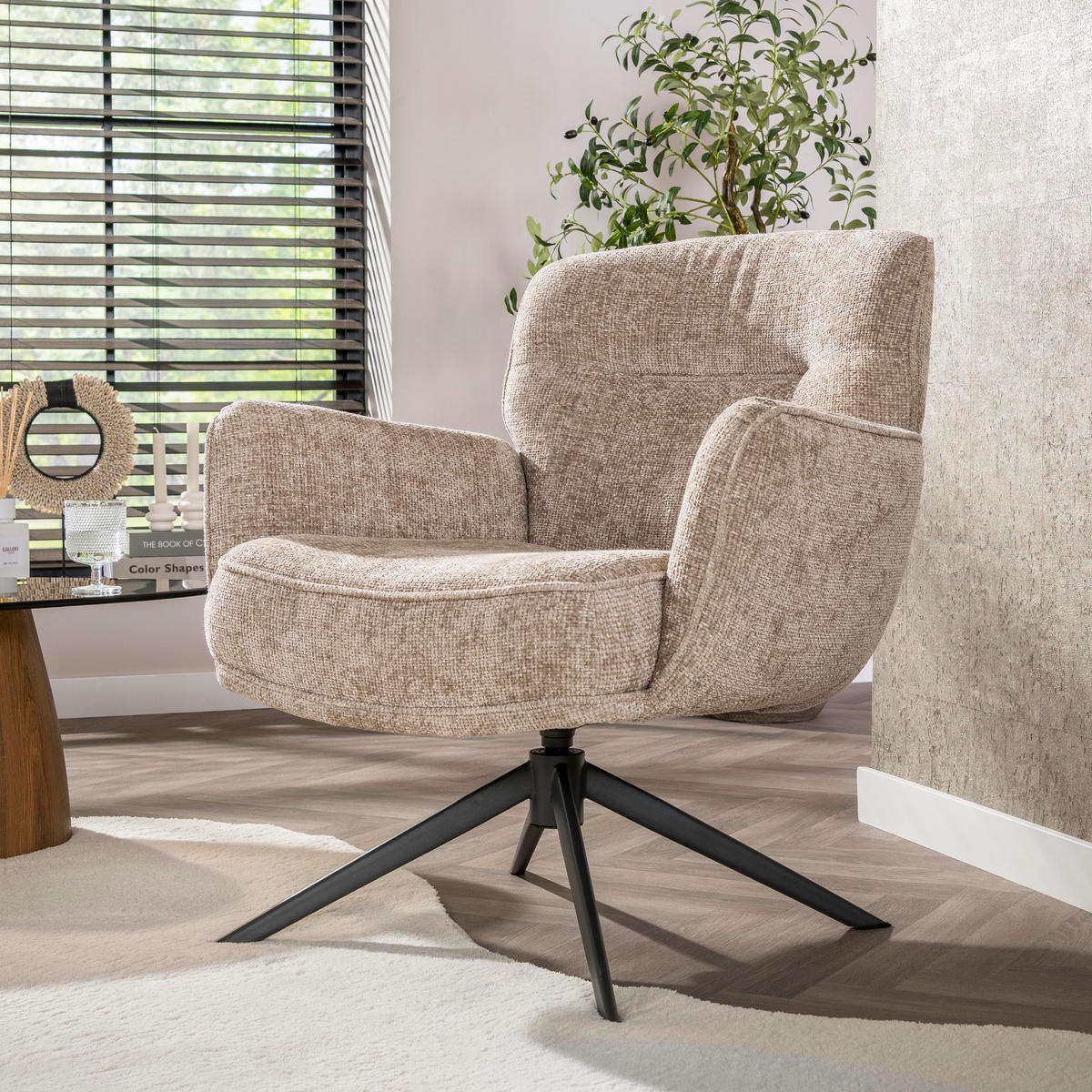 SESSEL Beige 79/75/83 cm - Sandfarben, Textil (75/83/79cm) - Hoyz Collection