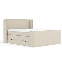 BOXSPRINGBETT Freeland Beige 140/200 cm mit Matratze und Topper - Beige/Schwarz, Holz/Holzwerkstoff (140/200cm) - Maison de Reve
