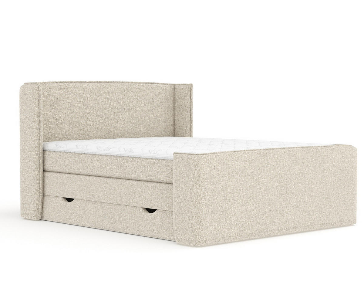 BOXSPRINGBETT Freeland Beige 140/200 cm mit Matratze und Topper - Beige/Schwarz, Holz/Holzwerkstoff (140/200cm) - Maison de Reve