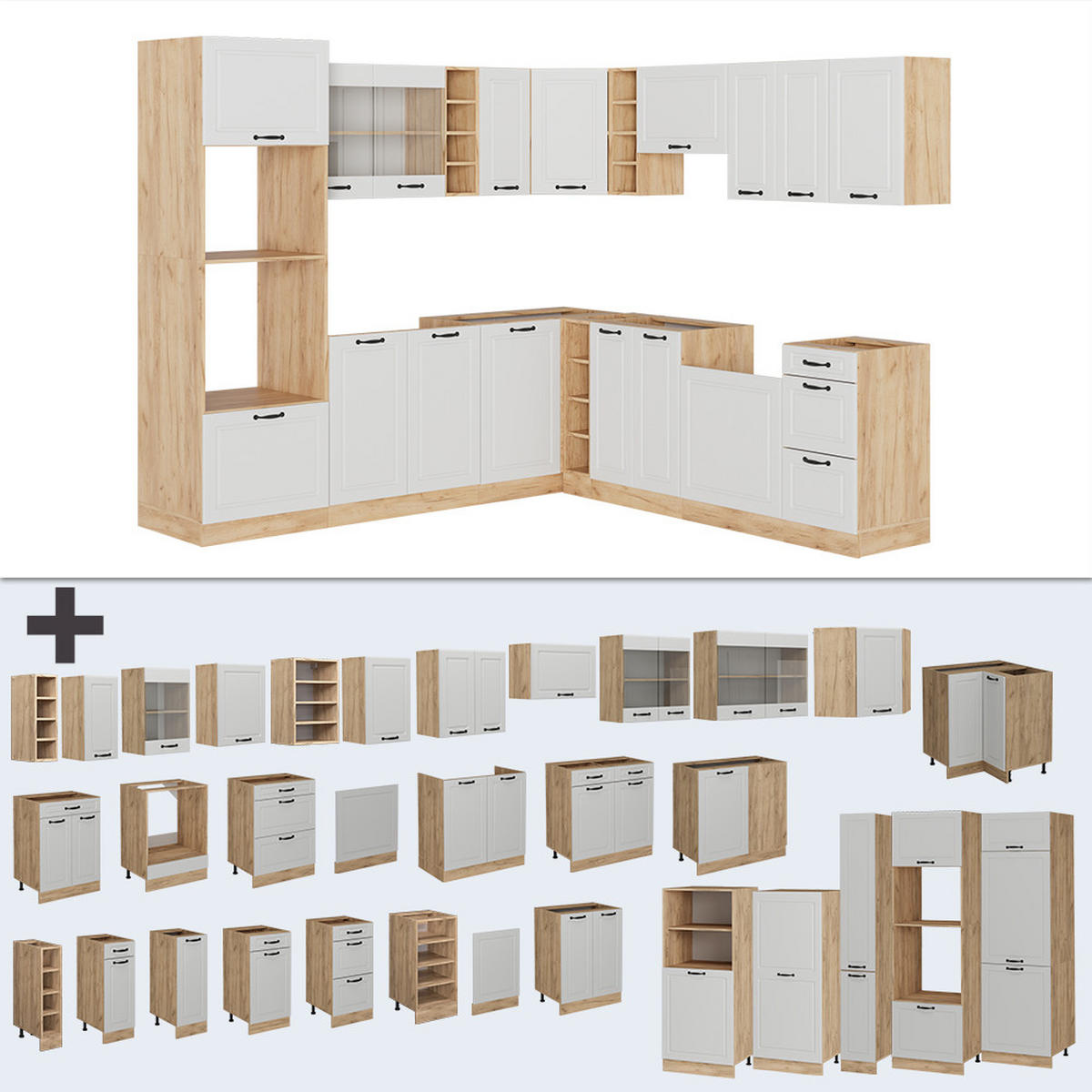 Honigeiche/Weiß, Holzwerkstoff (247/81.6/60cm) - Vicco