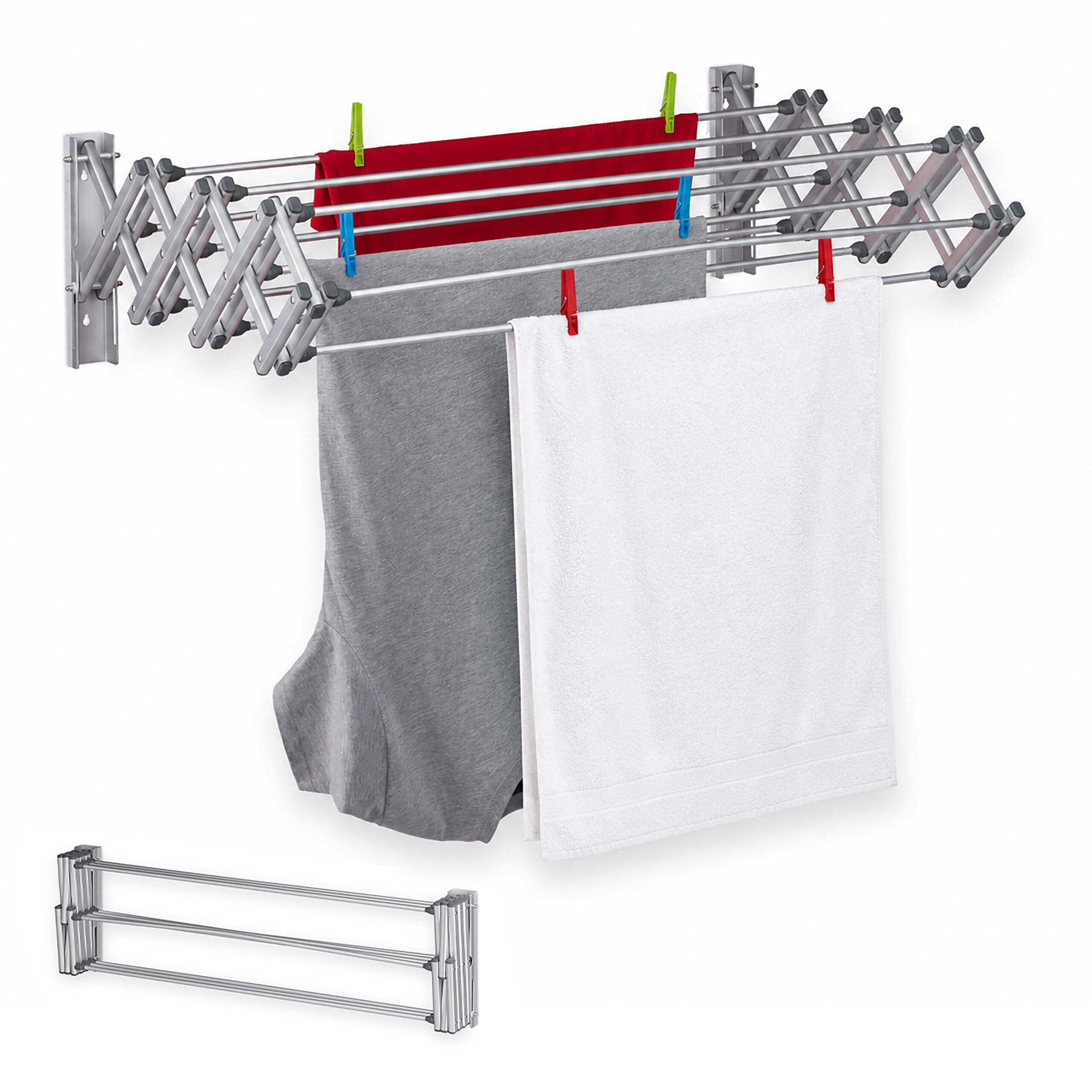 VÄGGTORKSTÄLLNING silver utdragbar aluminium 8 m Silverfärgad 27/95/60 cm