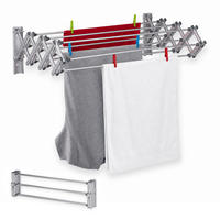 VÄGGTORKSTÄLLNING silver utdragbar aluminium 8 m - Silverfärgad, Metall (95/27/60cm) - Relaxdays