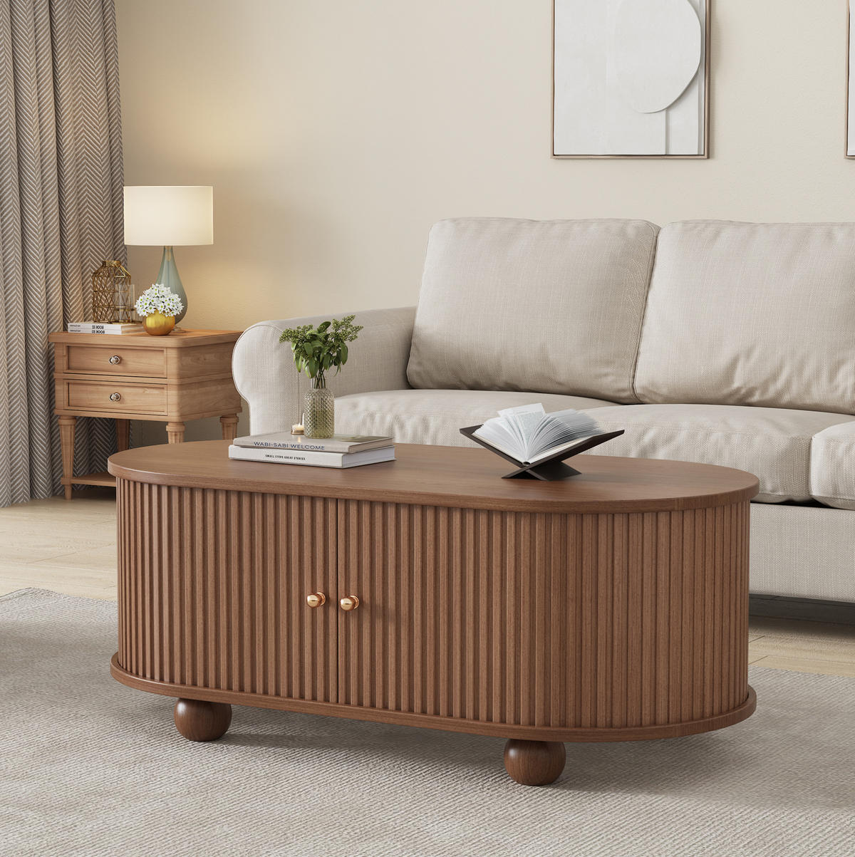TV-ELEMENT mit Couchtisch Stauraum 2er-Set MDF Walnut - Braun, Holzwerkstoff (40/42/175.1cm) - Beauniv
