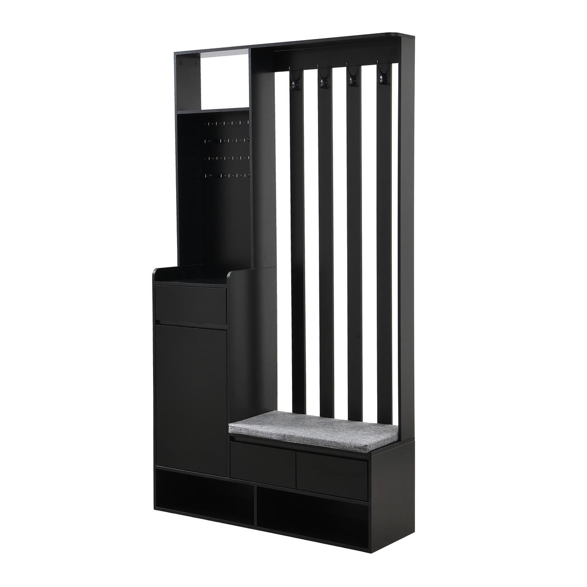 FLURGARDEROBE mit Sitzbank 100 x 35 x 180 cm MDF Schwarz - Schwarz, Holzwerkstoff (35/180/100cm) - Beauniv