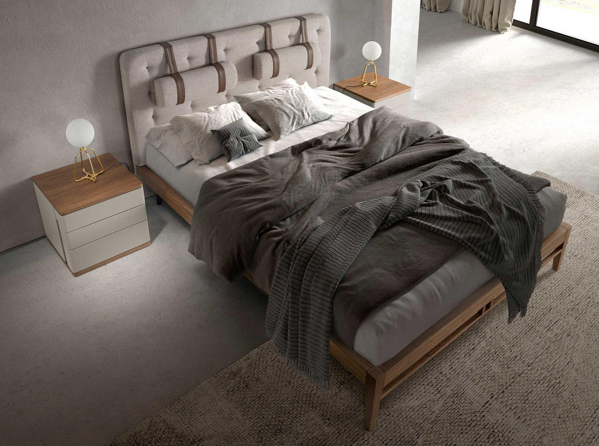 BETT Rechteckig Grau Walnuss 172/216/110 cm - Walnussfarben/Grau, Textil - ANGEL CERDA