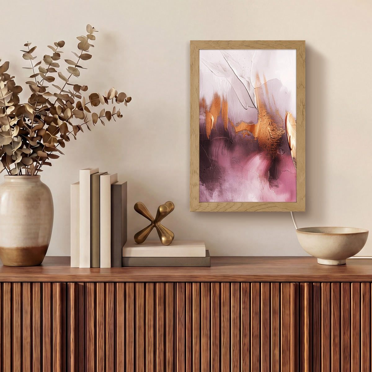 NÁSTĚNNÁ LAMPA Fialová - abstraktní - barva - zlatá 20x30 cm - světle fialová, kompozitní dřevo (20/30/8cm) - OnlyWow
