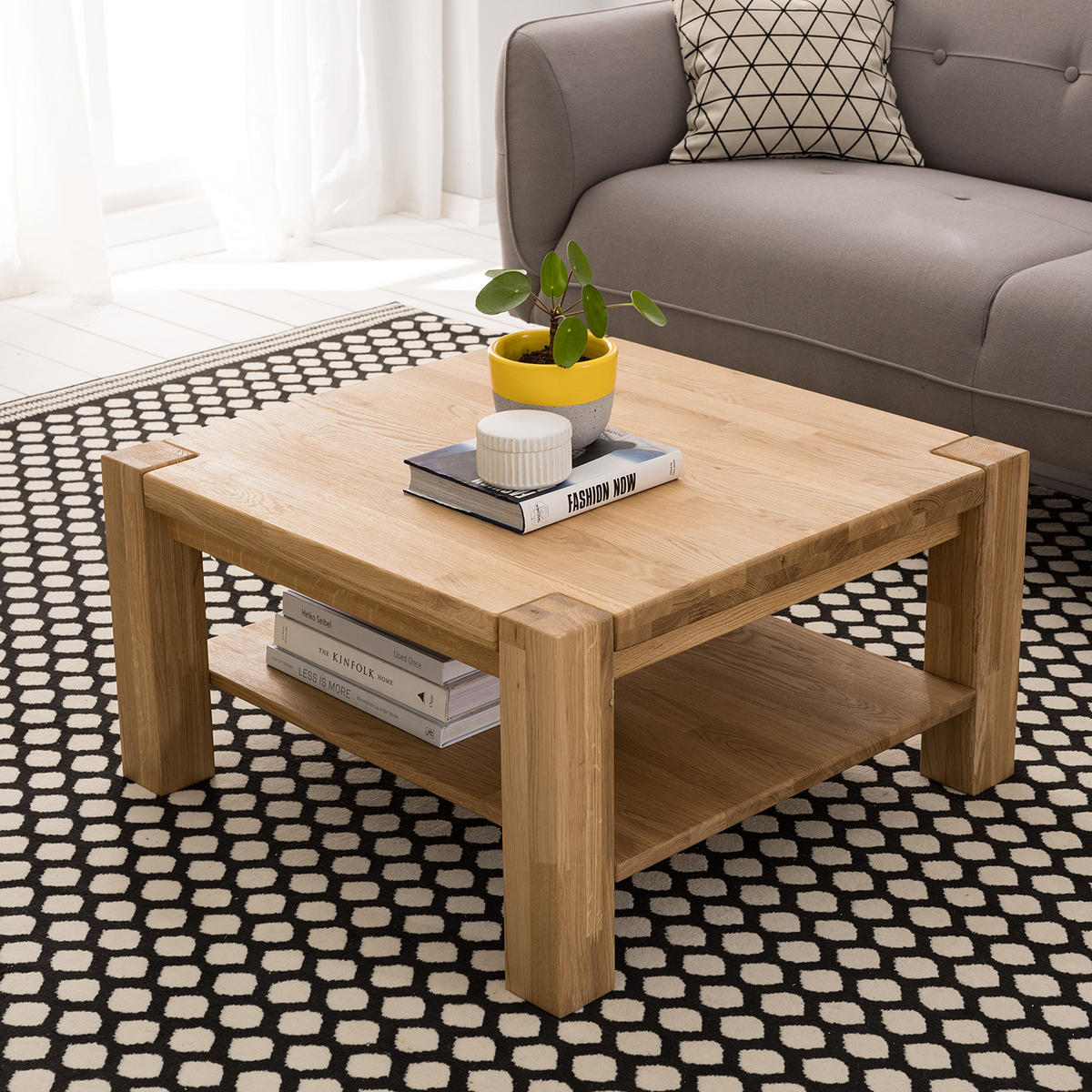 COUCHTISCH - Massivholz - Eichefarben/Braun, Eichenholz/Holz (70/70/38cm) - home24