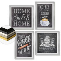 WANDBILDER 4er Set - 50x50 cm & 40x60 cm Silberner Rahmen - Kaffeeroller, heimelige Wärme - Silberfarben, Kunststoff (50/50cm) - ArtPrintCave