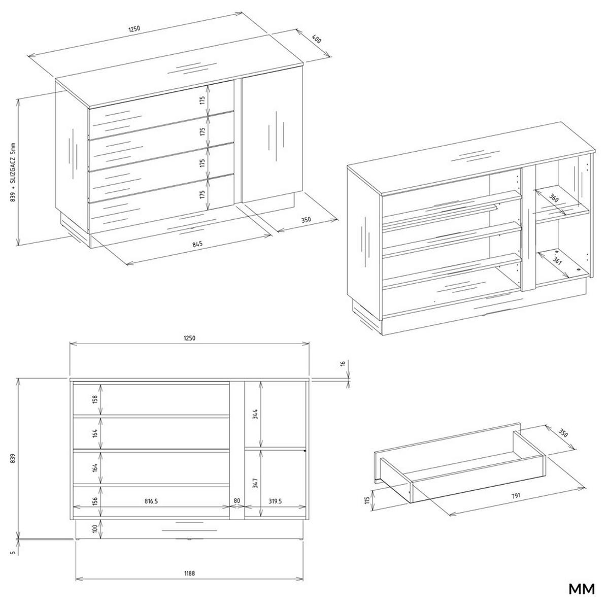 KOMMODE Kaschmir 125/84/40 - Kaschmir, Holzwerkstoff (125/84/40cm) - RAUMHIRSCH FURNITURE