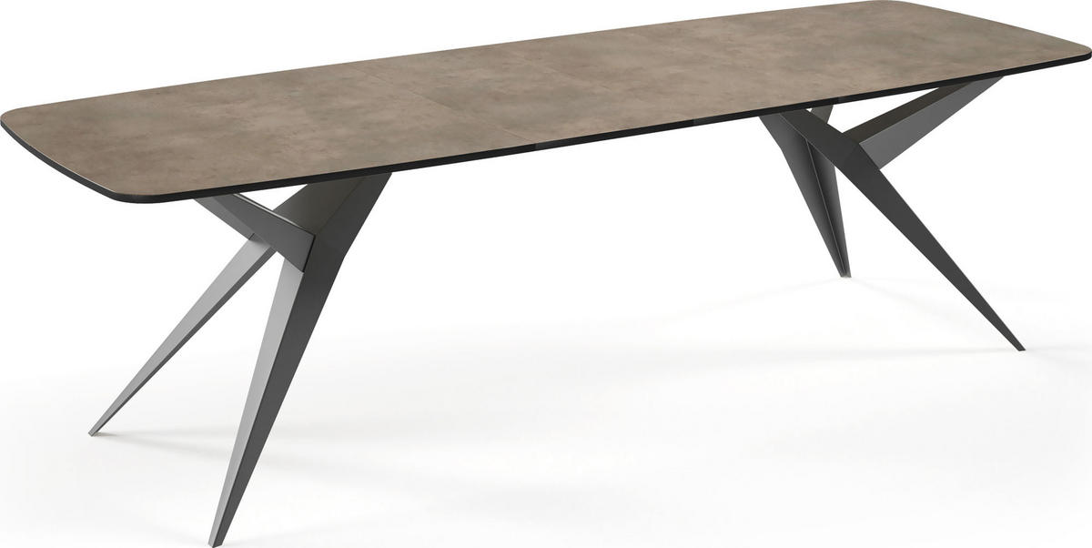 ESSTISCH Trax ausziehbar rechteckig oval, Beton-Optik Dunkelgrau 180-260/90/76 - Dunkelgrau/Schwarz, Holzwerkstoff/Metall (180/90/76cm) - WFL GROUP