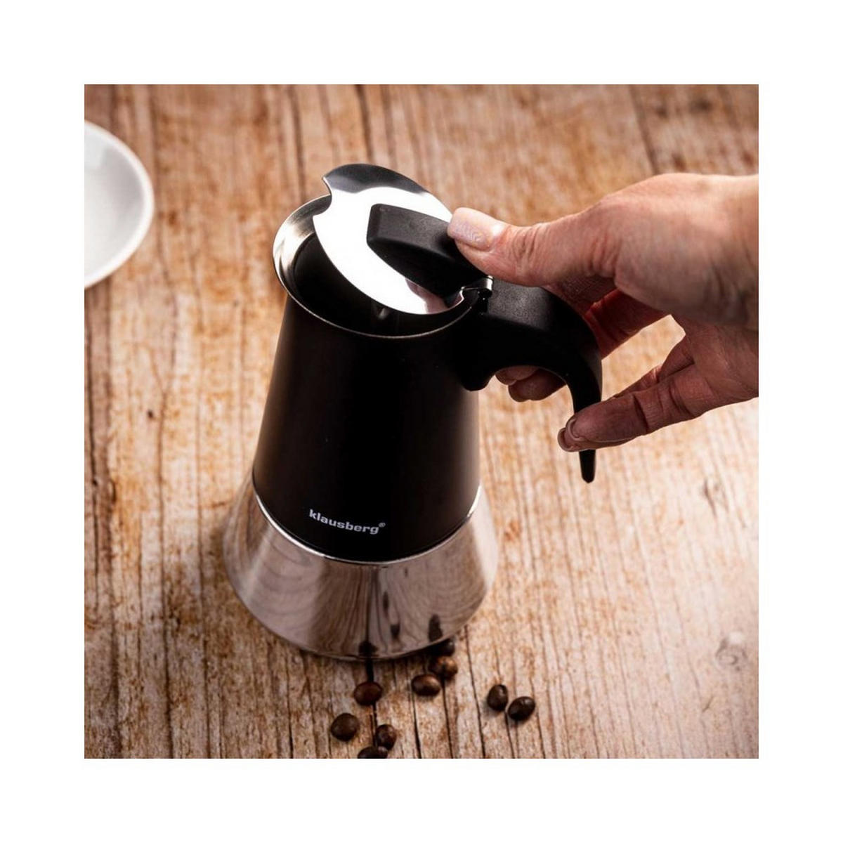 ESPRESSOKOCHER Schwarz 10.3/13.2/16.3 cm KB7844 - Schwarz, Metall (13.2/16.3/10.3cm) - Klausberg 