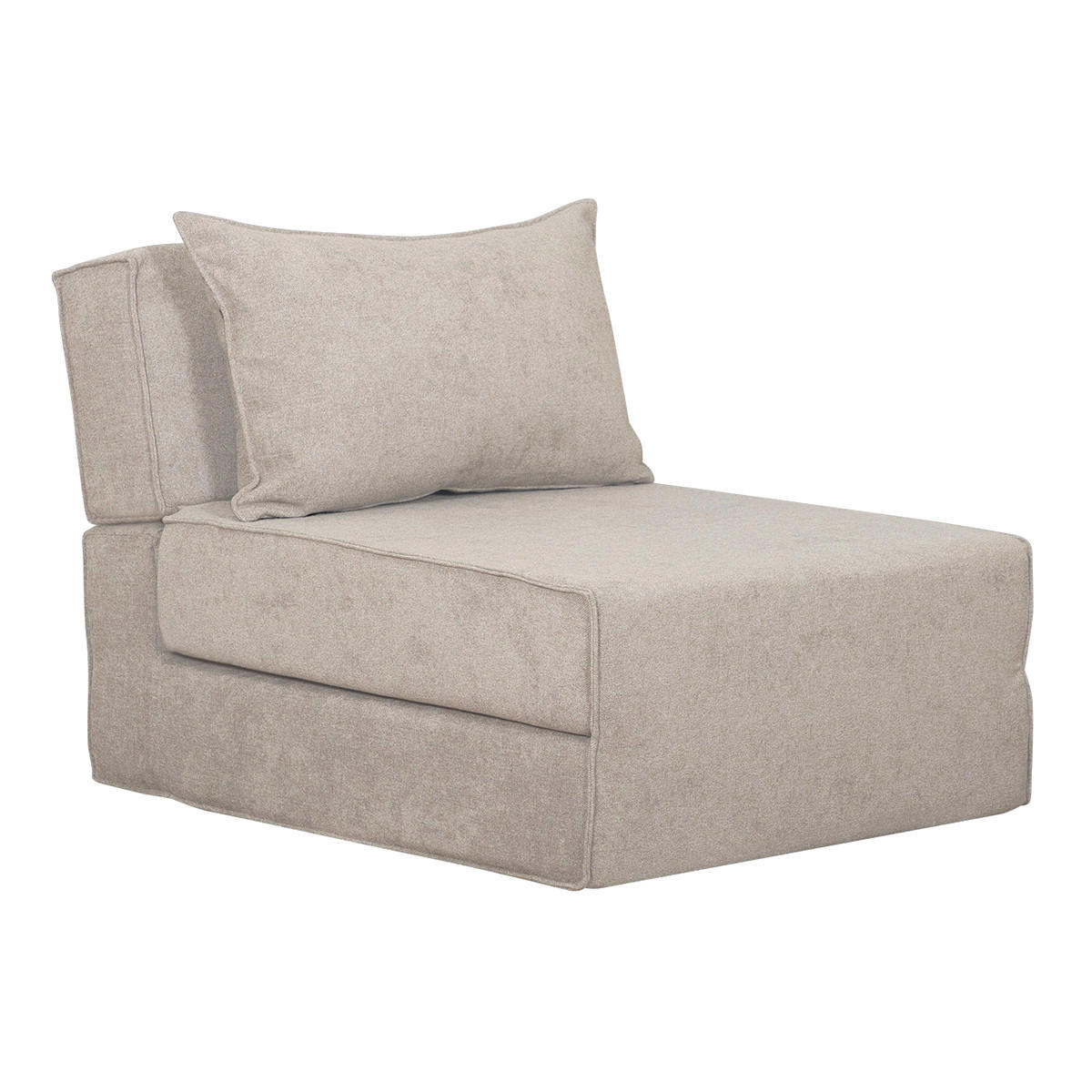 SCHLAFSESSEL Taupefarbener Stoff Samteffekt 1-Sitzer VICTOR - Grau, Textil (64/95/70cm) - Miliboo