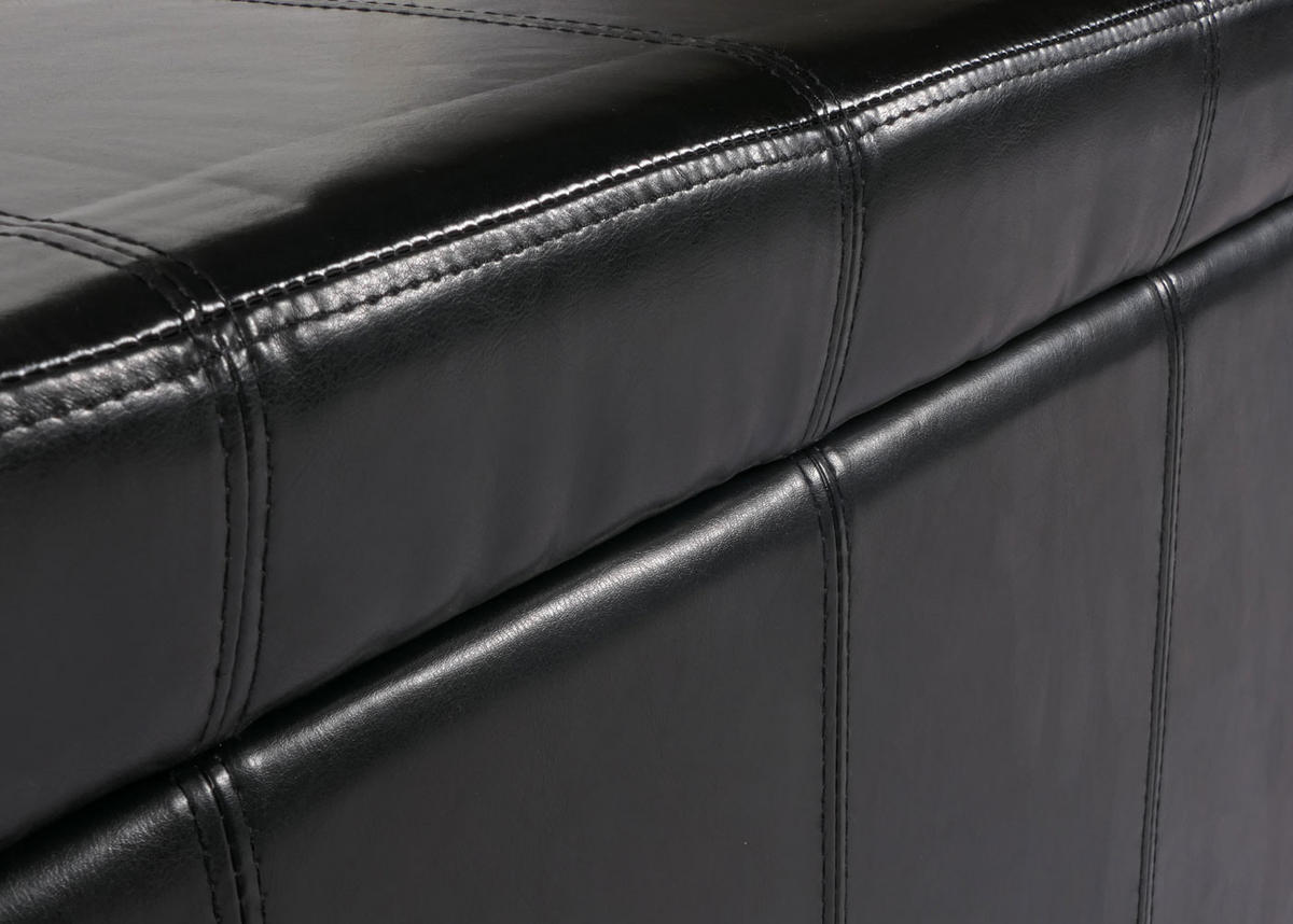 SITZBANK MIT AUFBEWAHRUNG Schwarz - Schwarz, Leder (112/45/45cm) - MCW