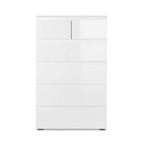 HOHE Kommode mit 6 Schubladen L80 x H131cm - Pretoria - Weiß, Holzwerkstoff (40/131.5/80cm) - Calicosy