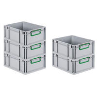 EUROBOX 5x Nextgen Color 17x30x40cm 16 Liter Griffe Grün Geschlossen - Grün, Kunststoff (30/17/40cm) - PROREGAL