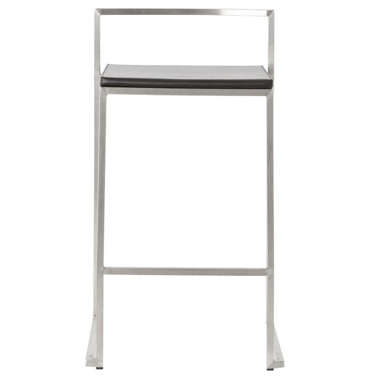 BARHOCKER Kunstleder Stahlrahmen Sitzhöhe 65cm Industrial LEXARIX MINI, Schwarz 44x41x76,5 cm - Silberfarben/Schwarz, Kunststoff/Textil (43/77/41cm) - KADIMA DESIGN