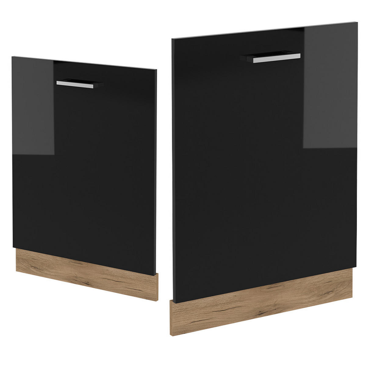 GESCHIRRSPÜLBLENDE R-Line Schwarz Hochglanz 60 cm , AP Anthrazit - Honigeiche/Schwarz Hochglanz, Holzwerkstoff (60/81.8/1.6cm) - Vicco