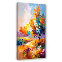 LEINWANDBILD Bunte Bäume Landschaft Imitation Farbe 40x80cm - Multicolor, Textil (40/80cm) - Feeby