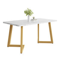 ESSTISCH mit Metallgestell 117/68/75 cm in Marmoroptik Weiß/Gold - Weiß, Holzwerkstoff (117/68/75cm) - BEAOK