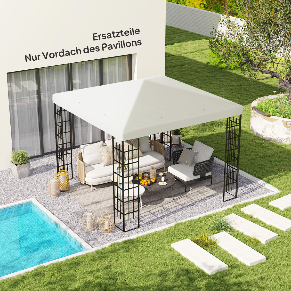 ERSATZDACH für Pavillon 3 x 3 m - Hellgrau, Kunststoff (298/1/298cm) - Outsunny