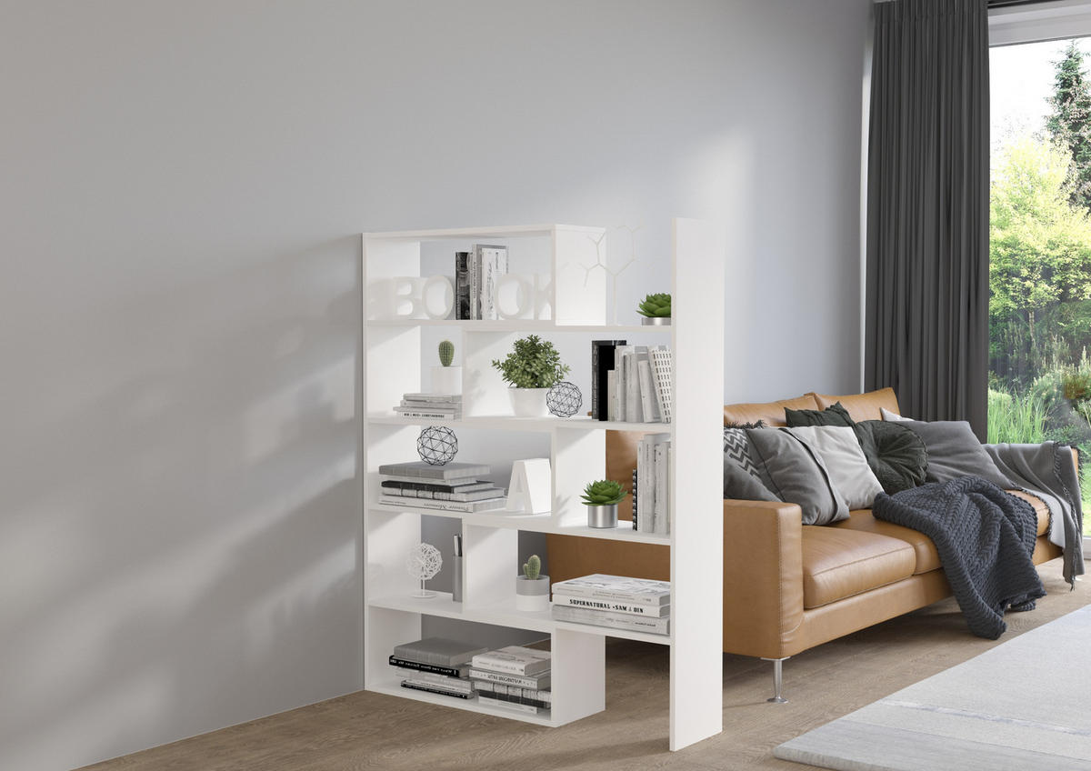 BÜCHERREGAL LORIS 72,5x24x138 cm, Regal Weiß - Weiß, Holzwerkstoff (72.5/138/24cm) - MASSENO