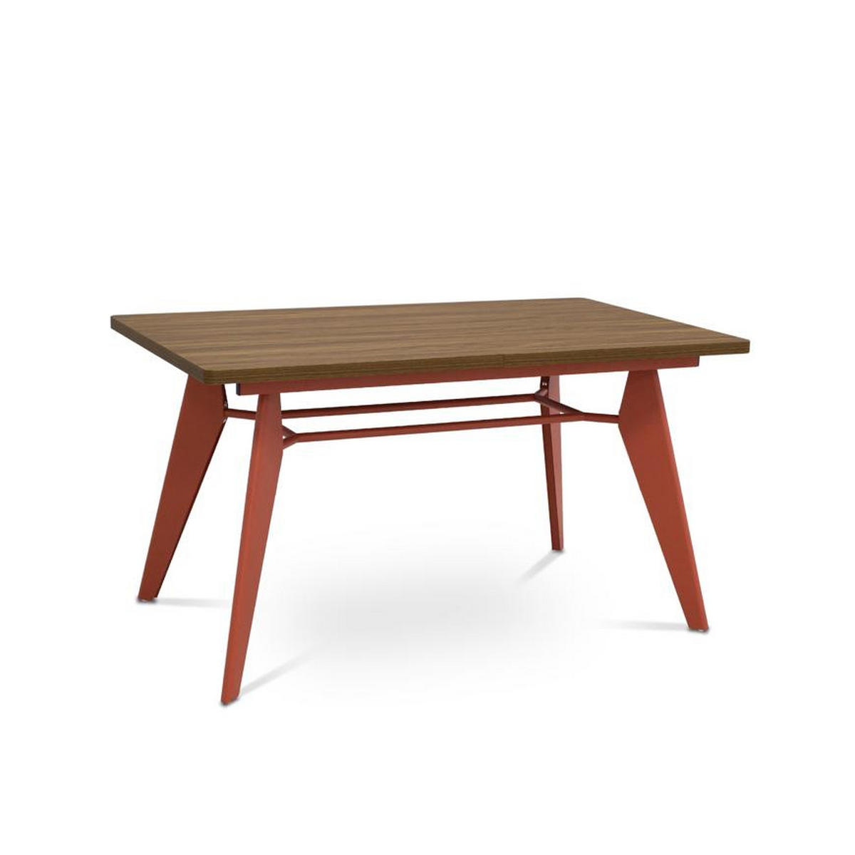 ESSTISCH ausziehbar 140/180cm Metallbeine Terracotta und Tischplatte Nussbaum-Optik Meloe - Terracotta/Nussbaumfarben, Holzwerkstoff/Metall (90/140/76cm) - Sicaan