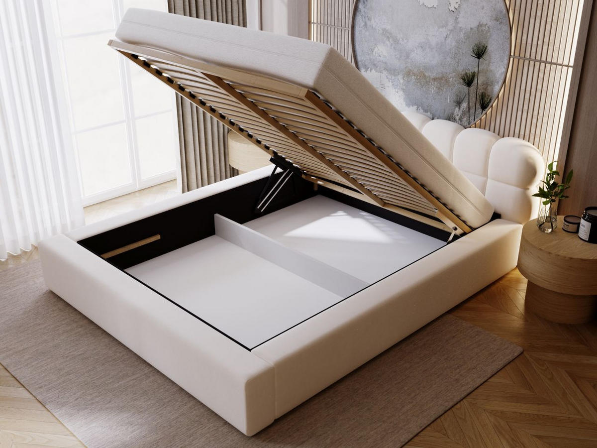 POLSTERBETT Plaza 160x200 Creme - Creme/Naturfarben, Holz/Kunststoff (160/200cm) - Graingold