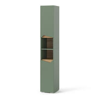 BADSCHRANK Marelle Grün/Artisan 30 x 180 cm mit Türen und offenen Fächern - Grün, Holzwerkstoff (30/180/35cm) - Vicco