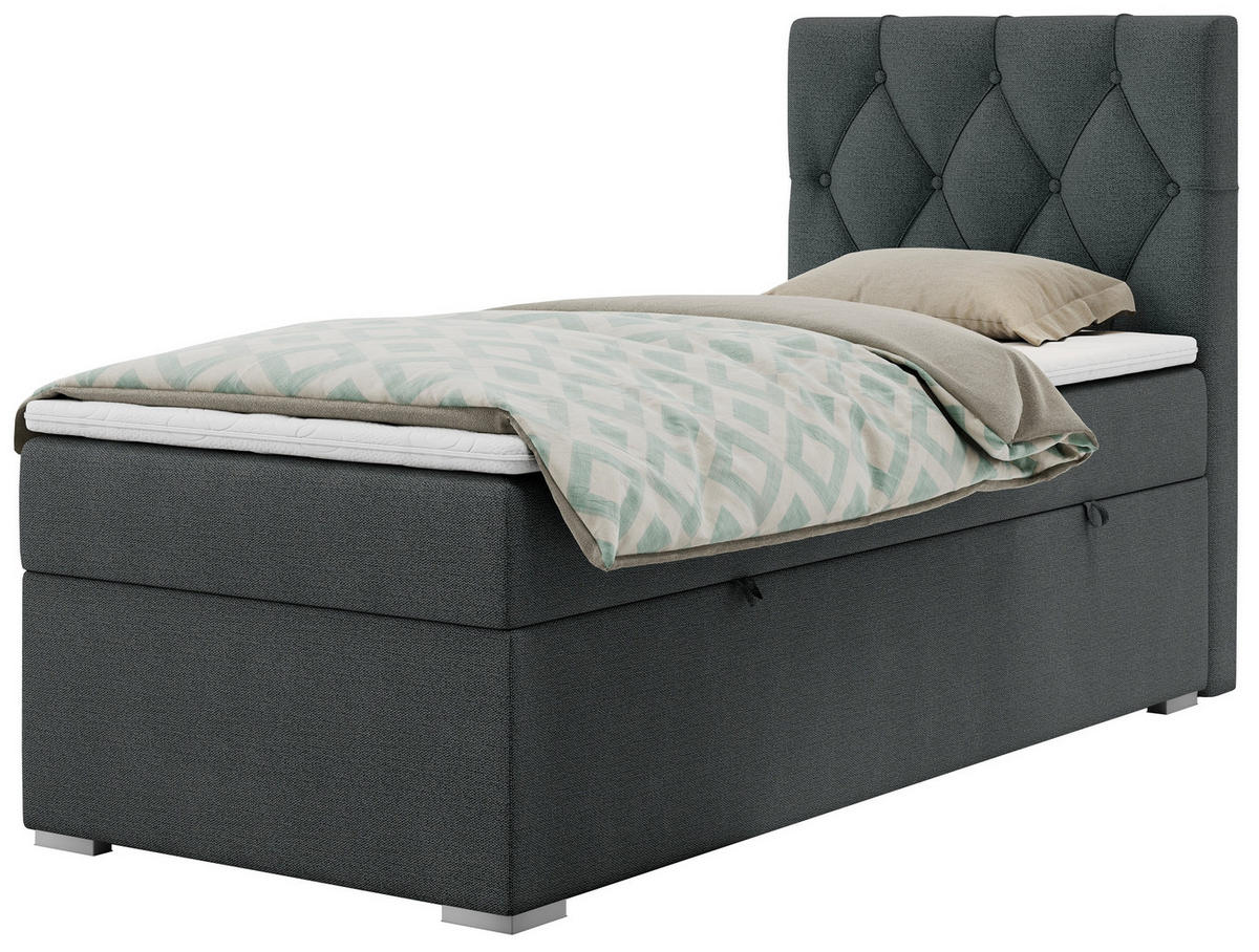 BOXBETT ALDA 90/200 Dunkelgrau Struktur - H3 - Rechts Seite - Dunkelgrau, Holz/Textil (90/200cm) - MKS