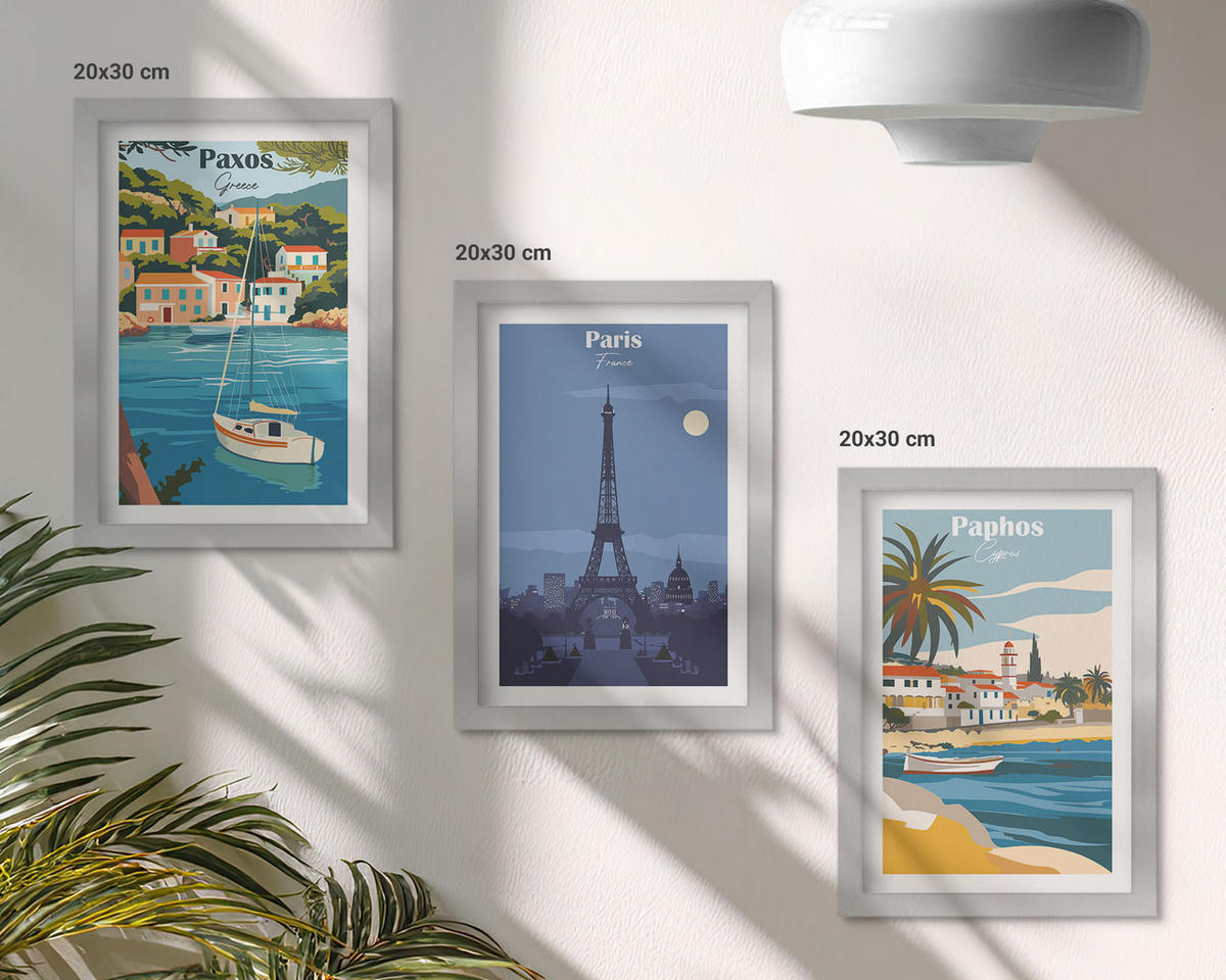 WANDBILDER 3er Set - 20x30 cm Silberner Rahmen - Küstenstädte und Architektur - Silberfarben, Kunststoff (20/30cm) - ArtPrintCave