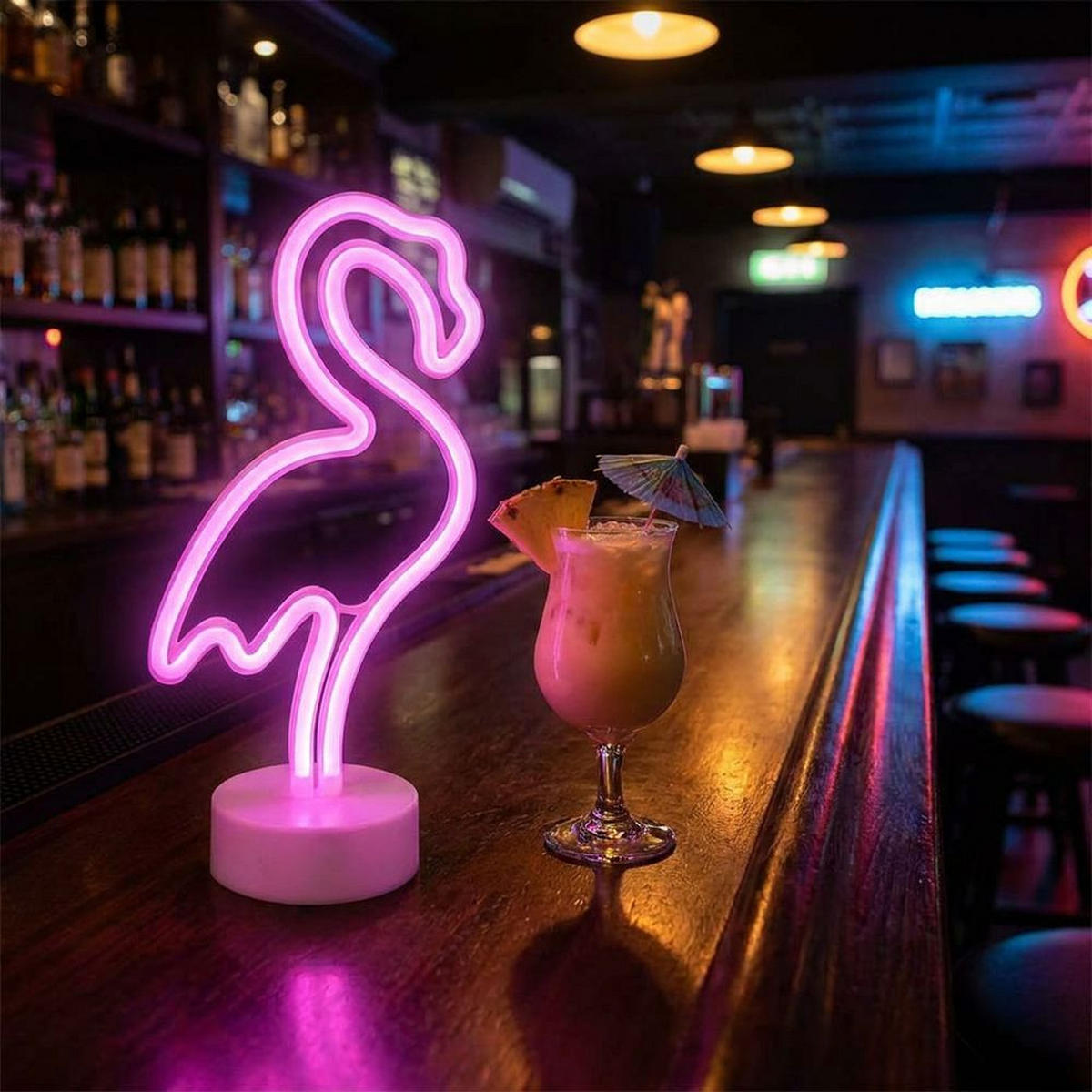 LED TISCHLEUCHTE Flamingo Weiß - Weiß, Kunststoff (14.5/10/33cm) - Globo Lighting