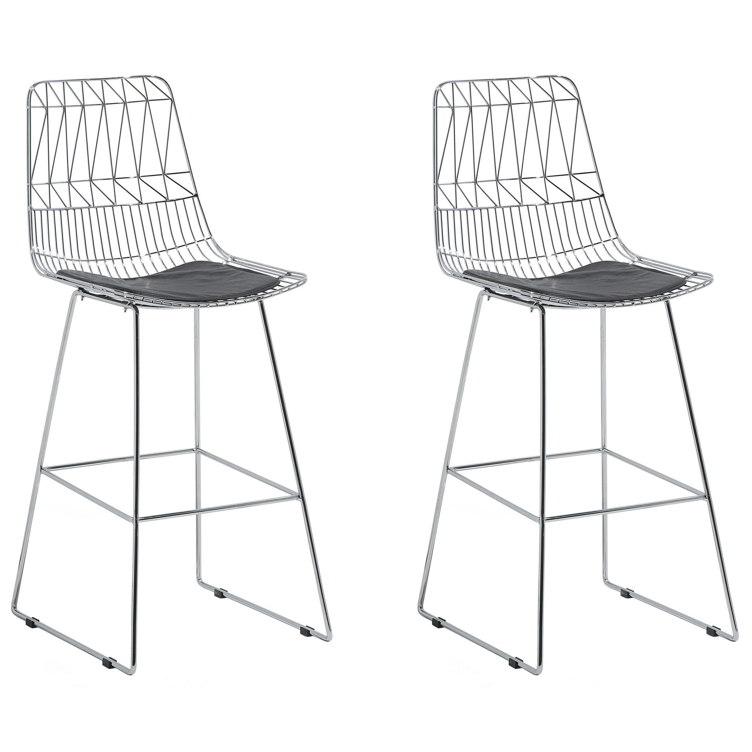 BARSTUHL 2er-Set Metall Silber Preston - Silberfarben, Textil/Metall (49/113/54cm) - Beliani