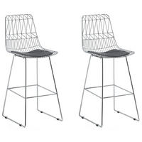 BARSTUHL 2er-Set Metall Silber Preston - Silberfarben, Textil/Metall (49/113/54cm) - Beliani