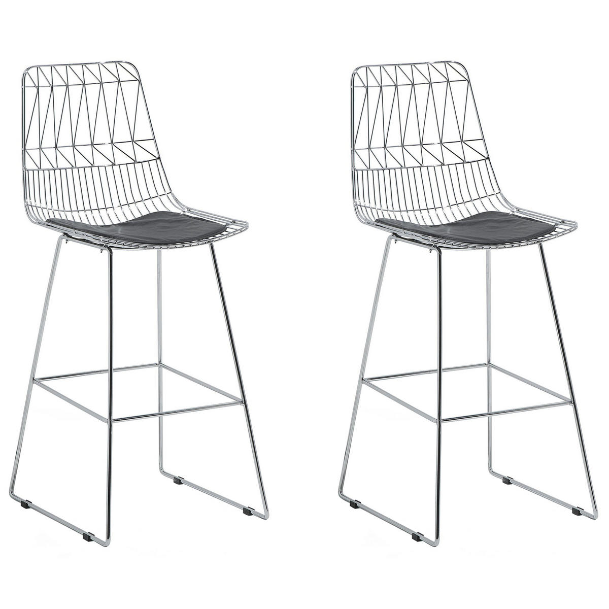 BARSTUHL 2er-Set Metall Silber Preston - Silberfarben, Textil/Metall (49/113/54cm) - Beliani