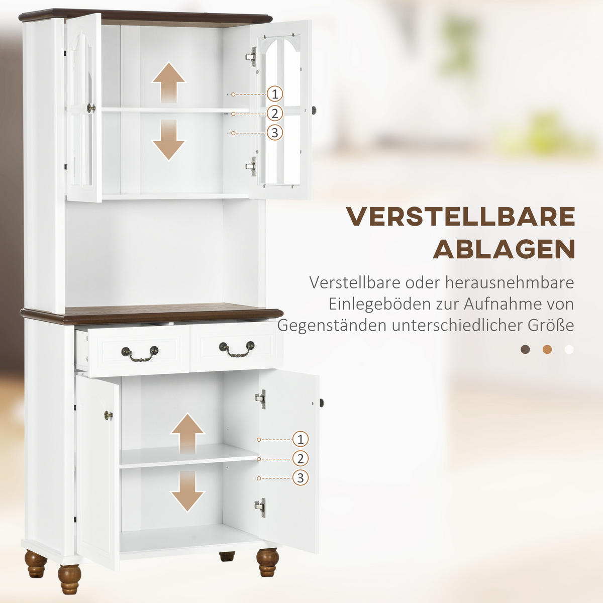 KÜCHENSCHRANK, MDF, Weiß, 76L x 38B x 182H cm - Weiß, Metall (38/182/76cm) - HOMCOM