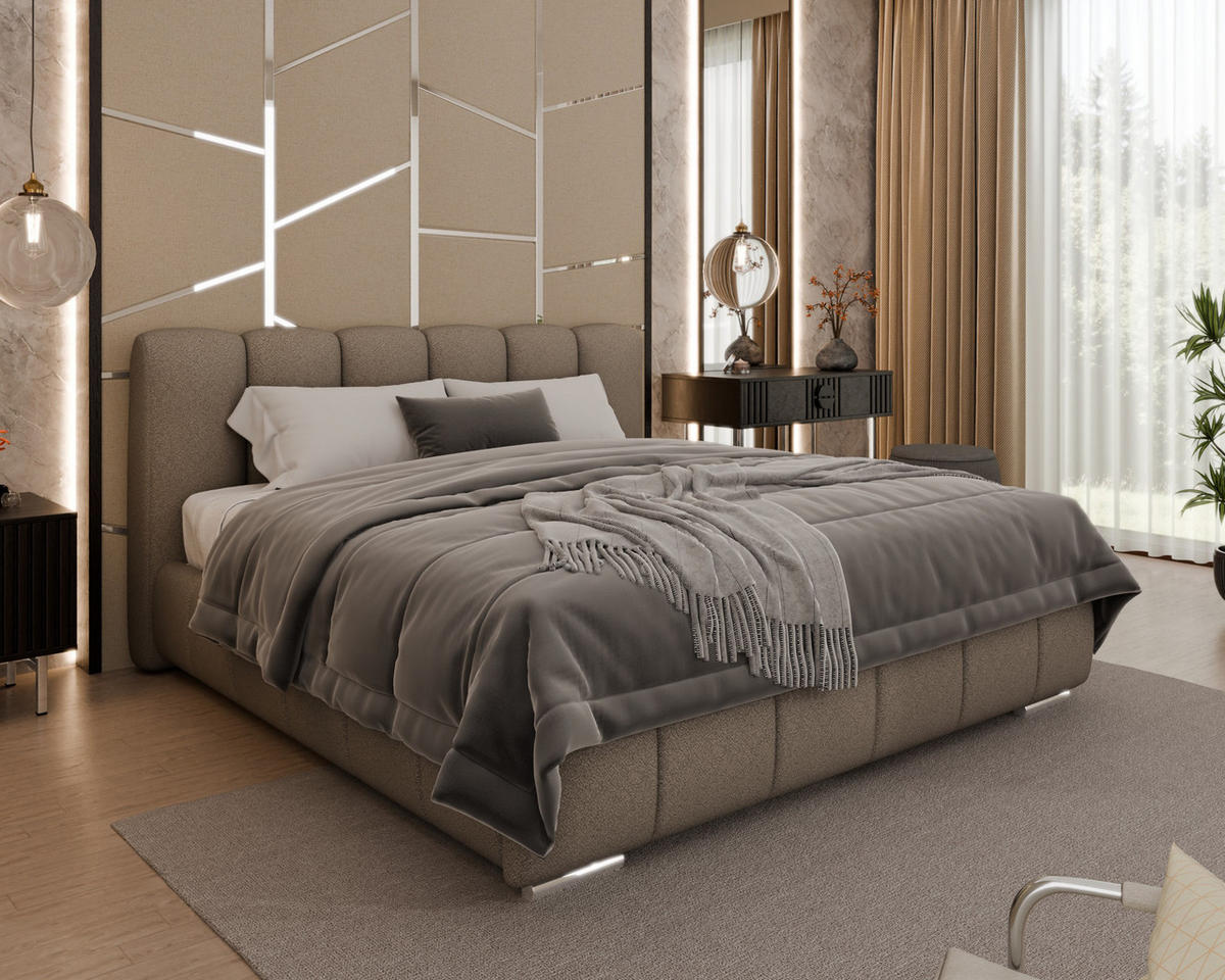 POLSTERBETT Zaira 180x200cm – Elegantes Polsterbett für modernen Wohnstil , ohne matratze, braun - Braun, Holz (180/200cm) - Homesy