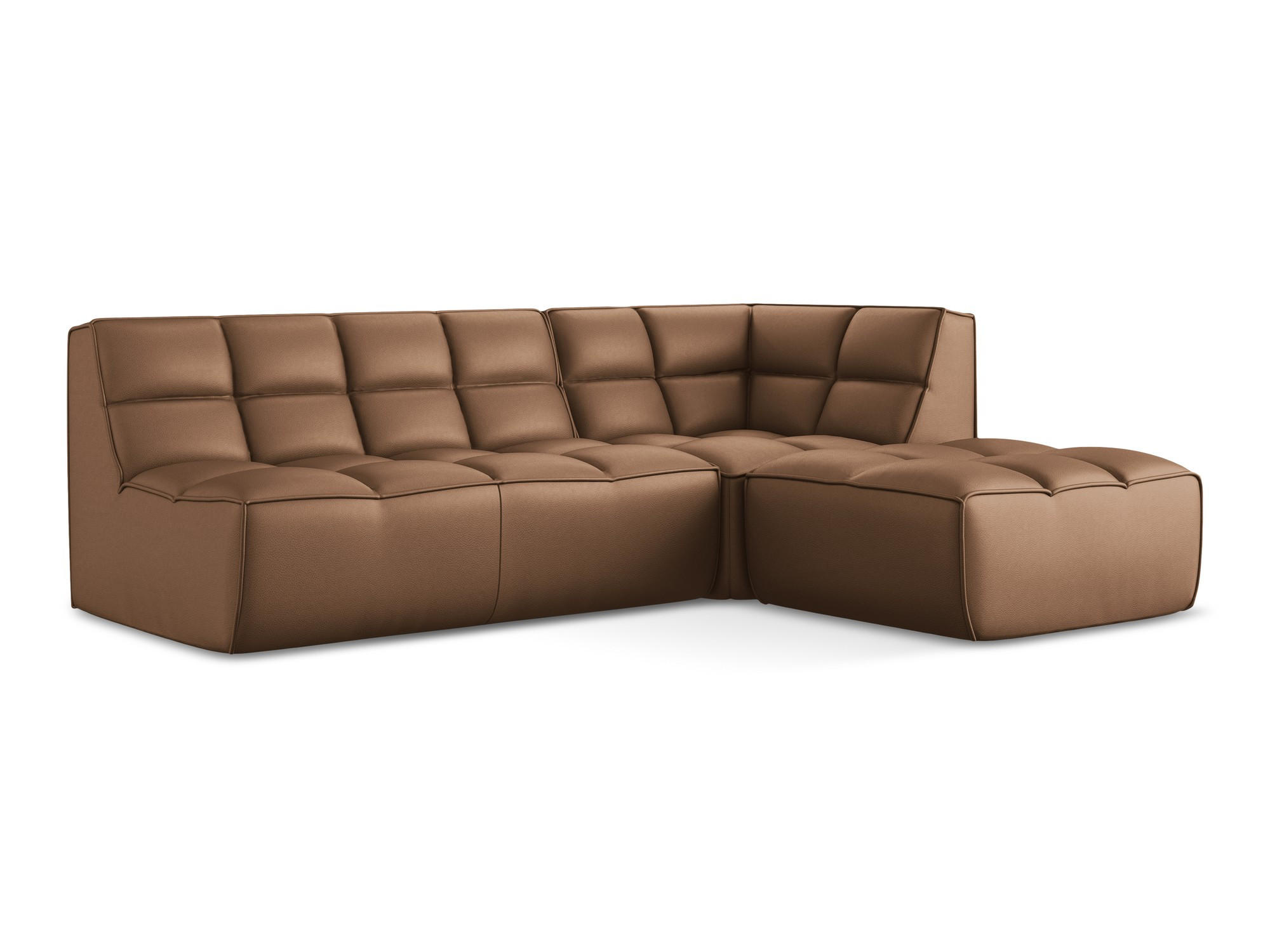 ECKSOFA Beidseitig Kunstleder Braun - Lila/Schwarz, Leder/Kunststoff (258/178cm) - Makamii