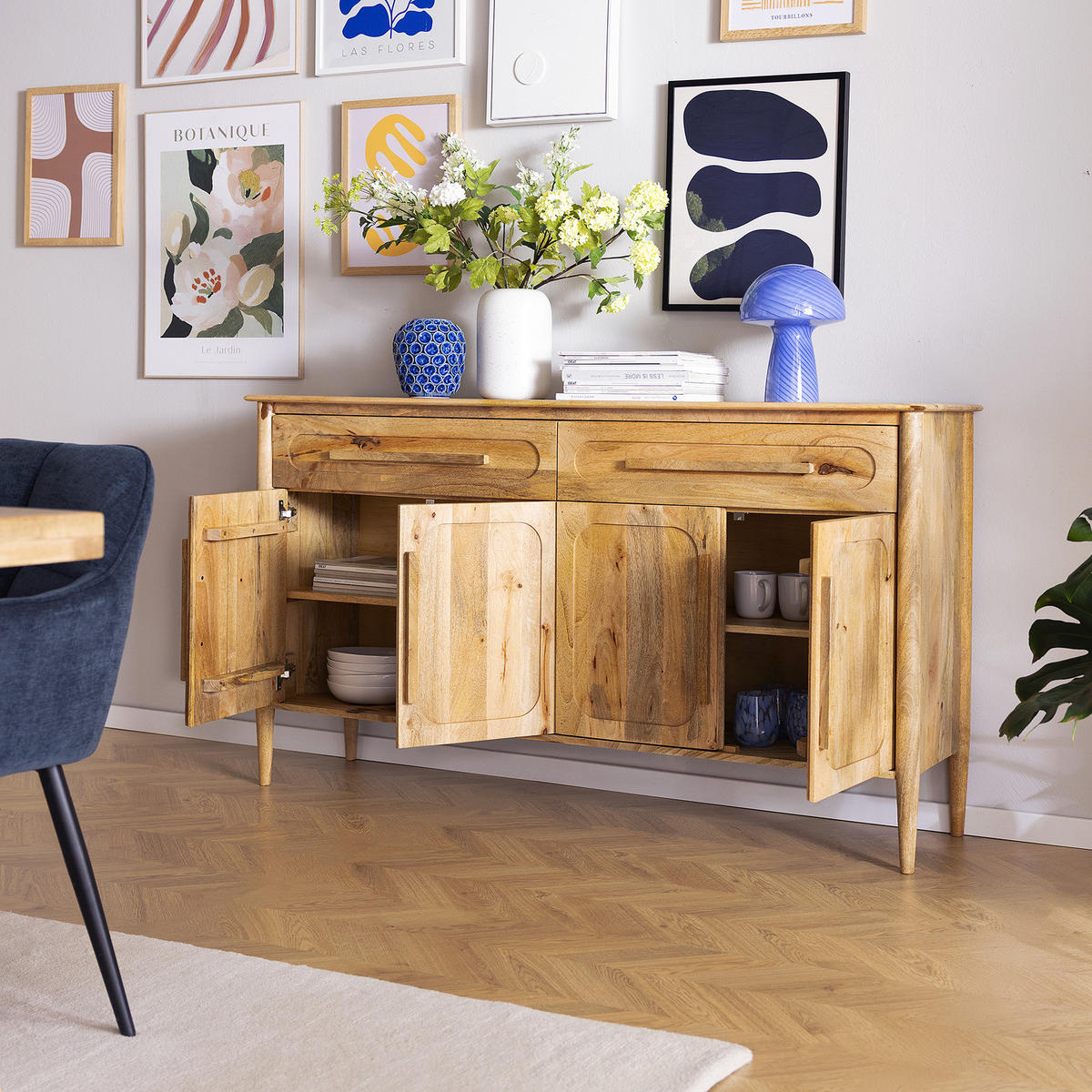 MASSIVES SIDEBOARD mit 4 Türen - Mango - Braun, Mangoholz/Holz (160/90/40cm) - home24